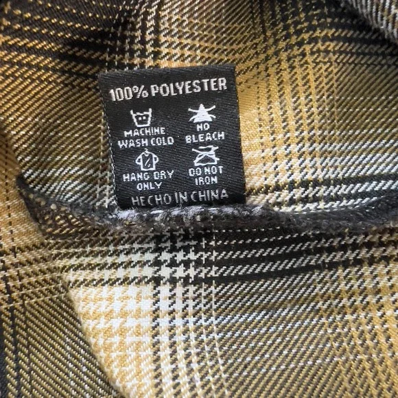 Dixxon Shirt Mens XL Gold Button Down Flannel Long Sleeve Plaid Fxck Cancer Rare - Picture 8 of 9